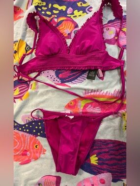 wild fable Bright Fuchsia Ruffle Bikini Bottoms